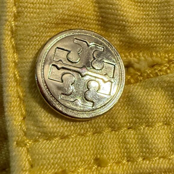 Tory Burch Bright Yellow Cropped Slom Boot Cut Jeans Size 27 (4) - Picture 3 of 11
